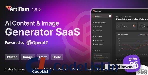 Artifism v1.0.0 – AI Content & Image Generator SaaS