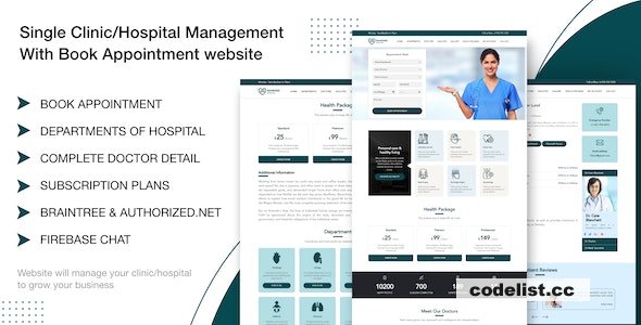 Single Clinic/Hospital Management With Book Appointment website v1.2