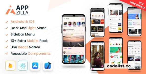 AppZilla v1.3 – Mobile React Native UI KIT Elements Andriod + iOS