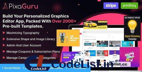 PixaGuru v1.9.1 – SAAS Platform to Create Graphics, Images, Social Media Posts, Ads, Banners, & Stories