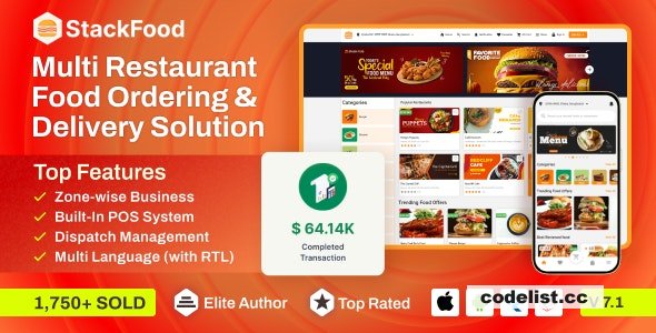 StackFood v7.9 – Multi Restaurant Food Delivery App with Laravel Admin and Restaurant Panel – nulled