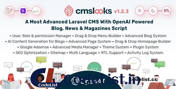 CMSLooks v1.2.1 – Laravel CMS With OpenAI Powered Blog, News & Magazines Script – nulled