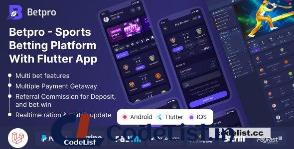 Betpro v2.2 – Sports Betting Platform PHP Laravel Admin Panel With Flutter App ios and android