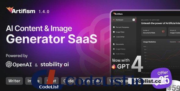 Artifism v2.3.0 – AI Content & Image Generator SaaS – nulled