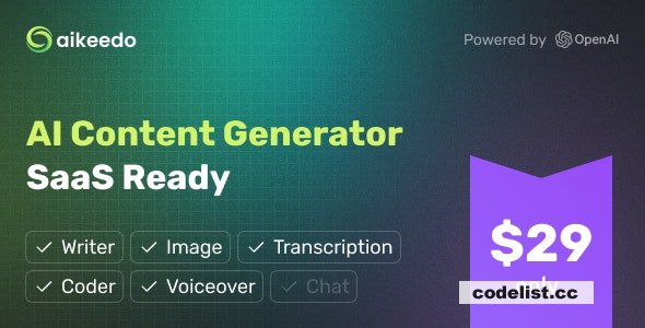 Aikeedo v1.3.5 – AI Content Generator Platform – SaaS Ready – OpenAI – nulled