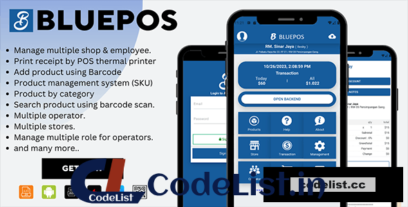 BLUEPOS v1.1 – Android Mobile Point of sale (POS) With Admin Backend API