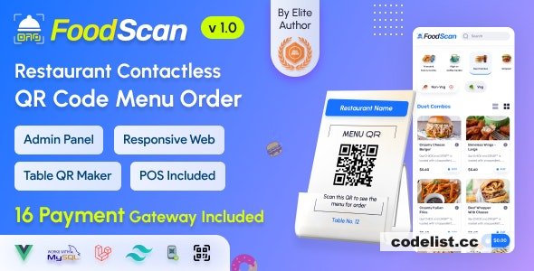 FoodScan v1.8 – Qr Code Restaurant Menu Maker and Contactless Table Ordering System with Restaurant POS