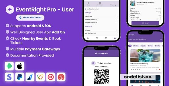 User App for EventRight Pro Event Ticket Booking System v2.2.0