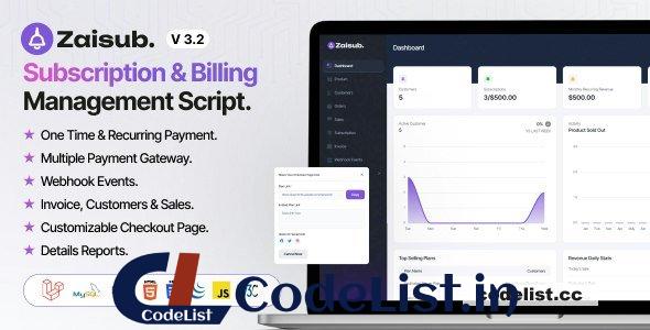 Zaisub v3.2 – Subscription & Billing Management Laravel Script – nulled