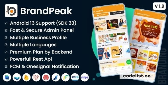 BrandPeak v1.9.6 – Festival Poster Maker, Business Post, Political Post Maker App – nulled