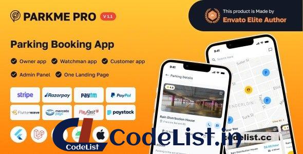 ParkMePRO v1.5 – Flutter Complete Car Parking App with Owner and WatchMan app