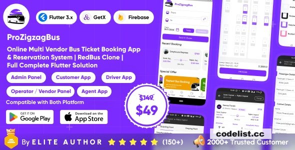 ProZigzagBus v1.2 – Online Multi Vendor Bus Ticket Booking App & Reservation System Flutter Solution