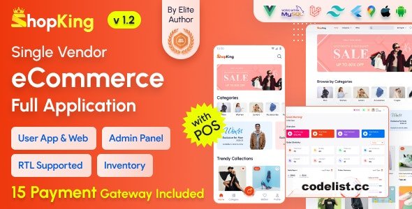 ShopKing v1.5 – eCommerce App with Laravel Website & Admin Panel with POS – Inventory Management – nulled