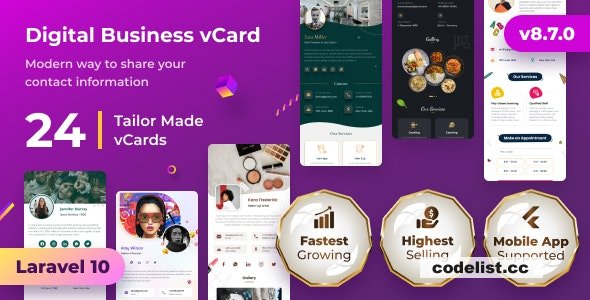 VCard SaaS v8.7.0 – Digital Business Card Builder SaaS – Laravel VCard Saas – NFC Card – With Mobile App