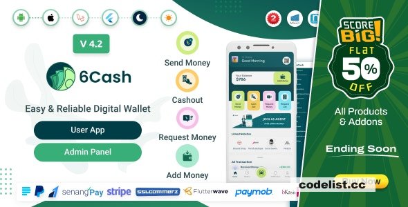 6Cash v4.3 – Digital Wallet Mobile App with Laravel Admin Panel – nulled