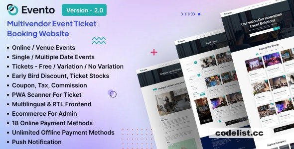 Evento v2.0 – Multivendor Event Ticket Booking Website – nulled