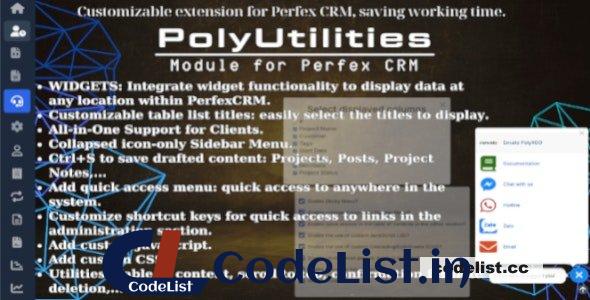 PolyUtilities for Perfex CRM v1.0.8 – Quick Access Menu, Custom JS, CSS, and More