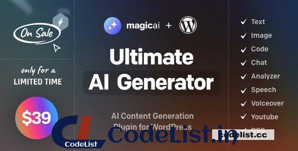 MagicAI for WordPress v1.4 – AI Text, Image, Chat, Code, and Voice Generator