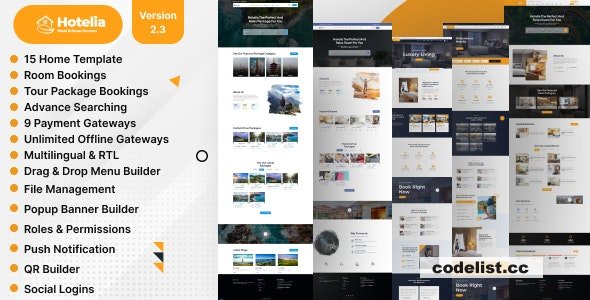 Hotelia v2.3 – Hotel Booking / Resort Booking Management Website