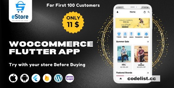 eStore v1.1 – Build a Flutter eCommerce Mobile App for Android and iOS from WordPress WooCommerce Store