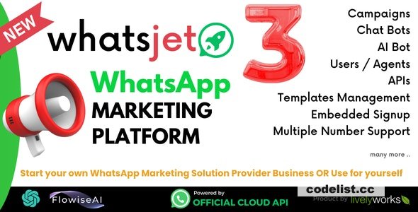 WhatsJet SaaS v3.0 – A WhatsApp Marketing Platform with Bulk Sending, Campaigns & Chat Bots – nulled