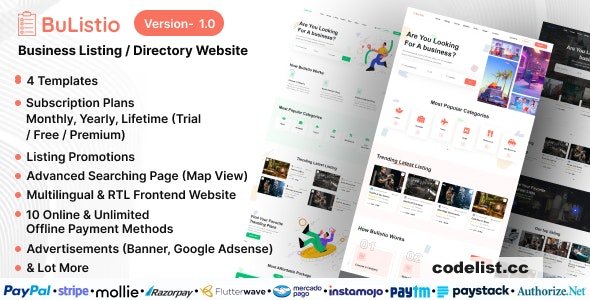 Bulistio v1.0 – Business Listing / Directory Website (Subscription Based)