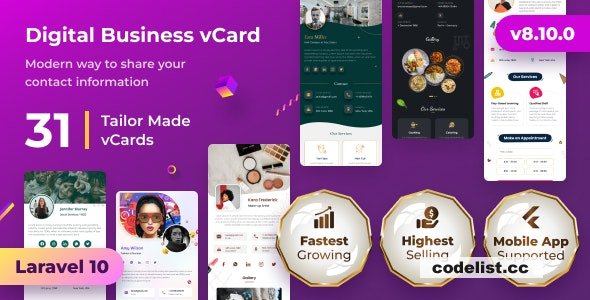 vCard SaaS v8.11.2 – Business Card Builder SaaS – Laravel VCard Saas – NFC Card – With Mobile App