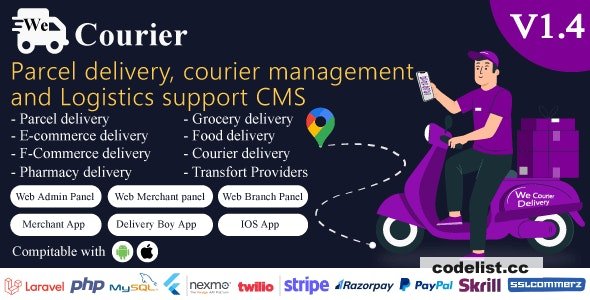 We Courier v1.4 – Courier and logistics management CMS with Merchant,Delivery app