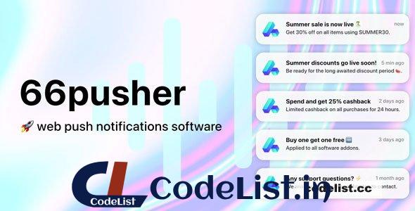 66pusher v2.0.0 – Web push notifications – nulled