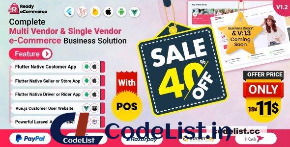 Ready ecommerce v1.2 – Complete Multi Vendor e-Commerce Mobile App, Customer Website with Store POS