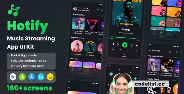 Hotify v1.0 – Music Streaming App React Native CLI Ui Kit