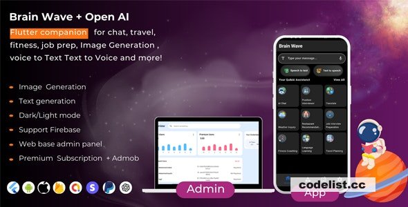 Brain Wave v1.0 – Powerful ChatGPT , Writing Assistant , Image Generator , Complete Flutter App