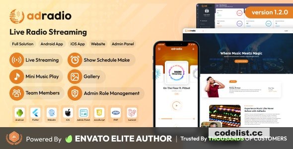 AdRadio v1.2.0 – Live Radio Streaming Website and Apps with Admin Panel – nulled