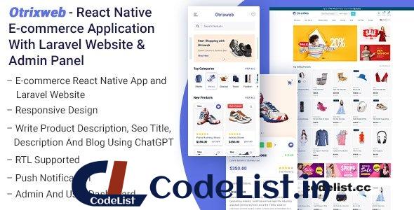 Otrixweb v1.3.0 – React Native Ecommerce Application With Laravel Website