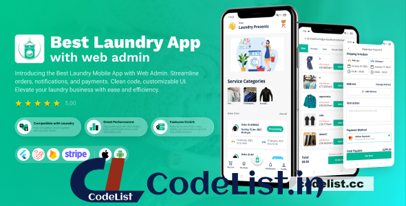 Laundry Flutter App with Admin panel v0.1.0