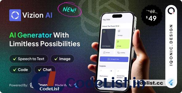 Vizion AI v2.3.0 – AI Creator App with Flutter with ChatGPT-4o