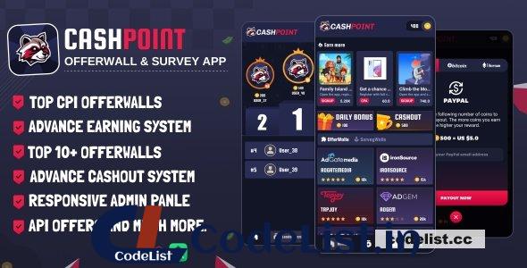 CashPoint Offers & Survay App with Admin Panel v1.8 – nulled