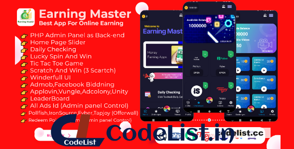 Earning Master v1.0.5 – Android Rewards Earning App With Admin Panel