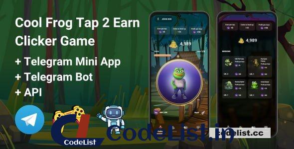 CoolFrog v1.0.0 – Tap2Earn Clicker Game With Telegram Mini App + API + Bot