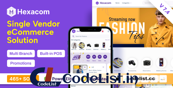 Hexacom v7.4 – single vendor eCommerce App with Website, Admin Panel and Delivery boy app