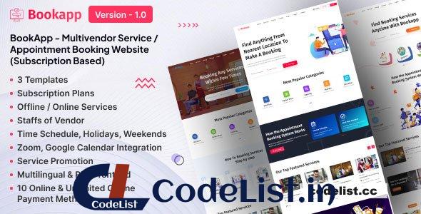 Bookapp v1.0 – Multivendor Service / Appointment Booking Laravel Website (Subscription Based)