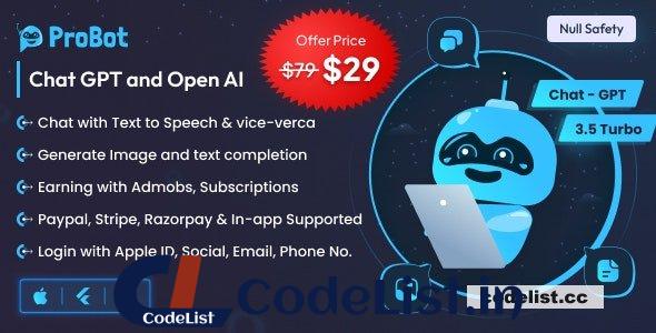 ProBot v1.2 – ChatGPT | Admob | Subscription InApp | Open AI Chat, Writing Assistant & Image Generator