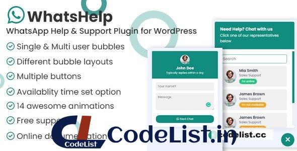 WhatsApp Chat Support Pro WordPress Plugin v1.2.1