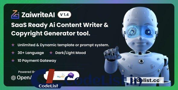 ZaiwriteAI v1.5 – Ai Content Writer & Copyright Generator tool With SAAS – nulled