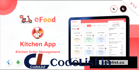 eFood – Kitchen/Chef App v1.1