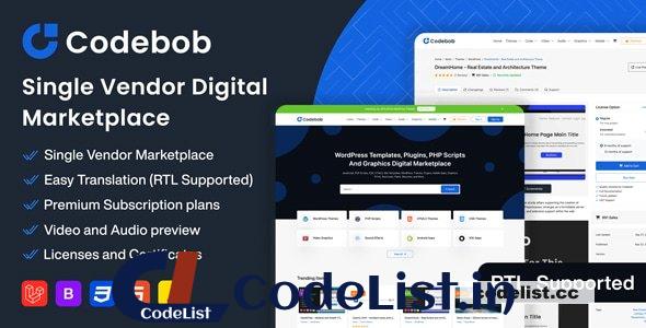 Codebob v1.0 – Single-Vendor Digital Marketplace – nulled