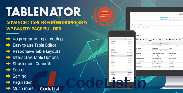 Tablenator v2.1.5 – Advanced Tables for WordPress