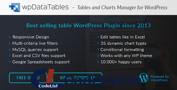 wpDataTables v2.3.1 – Tables and Charts Manager for WordPress