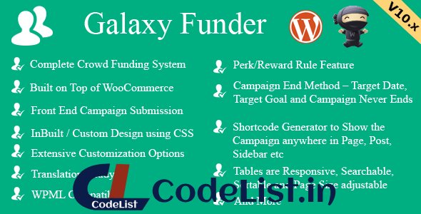 Galaxy Funder v10.4 – WooCommerce Crowdfunding System