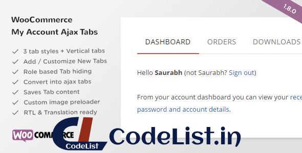 SS WooCommerce Myaccount Ajax Tabs v1.8.0